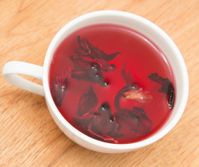 red tea on a wooden background