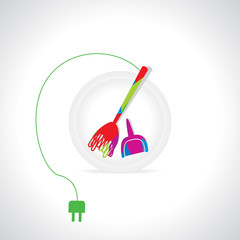 electric broom cleaning concept vector illustration 