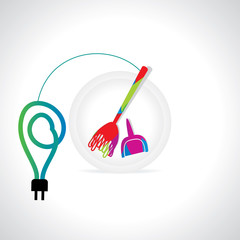 electric broom cleaning concept vector illustration 