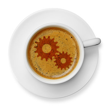 Gears symbol on coffee