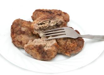 chop meat on a white background