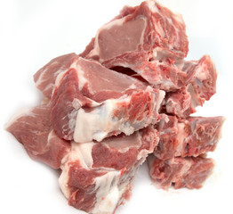 fresh pork on a white background