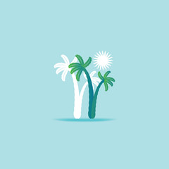 Fototapeta na wymiar palm tree on beach concept vector illustration 