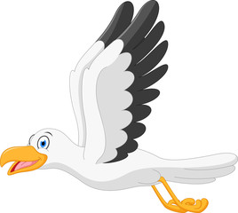Obraz premium Happy seagull cartoon flying 