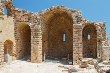 the ruins  ancient temple on  mountain of Lindos