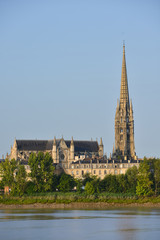 France, Bordeaux, 33, Pierre bridge and Saint Michel church