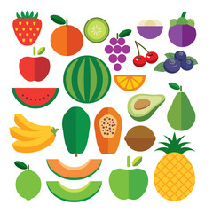 set of fruits flat icon