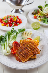Grilled cheese with salsa salad