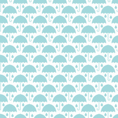 Retro Seamless Pattern Umbrellas Rain Turquoise