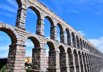 The famous ancient aqueduct in Segovia.