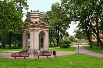 The old gazebo in the Park Kronvalda. Riga, Latvia