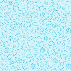 Autumn umbrella doodles hand drawn seamless pattern