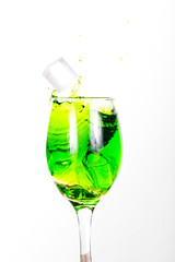 Chilled glass of Green wine
