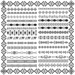 Set of borders in ethnic tribal style. 30 pattern brushes inside