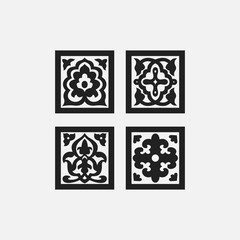Set of 4 multi-component pattern ornament abstract monochrome 3