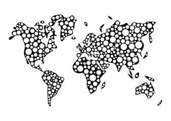 world map vector holes punched in Black and white