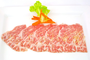 High grade sliced Hida wagyu beef isolated on white background