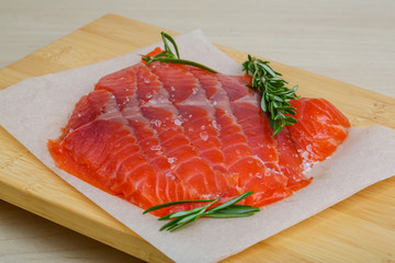 Sliced salmon