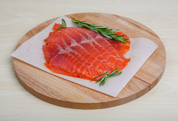 Sliced salmon