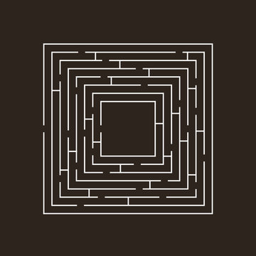circular maze that is in the form of a square white on black