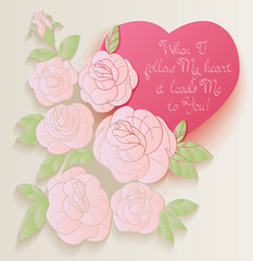 Vintage card roses bouquet romantic quotes