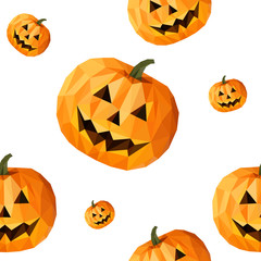 low poly polygon pattern pumpkin for Halloween seamless texture