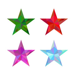 low poly polygon set different colors stars