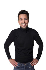 Fototapeta premium portrait of a handsome man smiling isolated on white background 