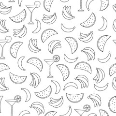 Seamless pattern with fruits on white background