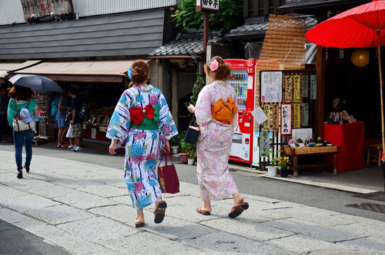 Japanese people wear traditional Japanese clothing