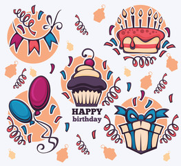 vector collection of birthday celebration icons and emblems