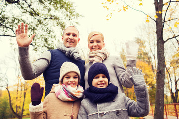 happy family in autumn park