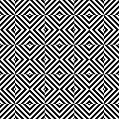Vector black and white seamless pattern diamonds,Modern textile print with illusion, abstract texture, Symmetrical repeating background
