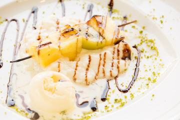 Grilled tropical fruit on skewer