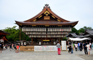 People travel at Yasaka shrine or Gion Shrine
