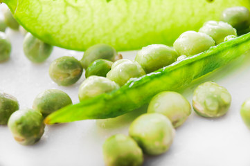 Ripe fresh green peas isolated