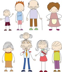 Vector children's doodle of happy family