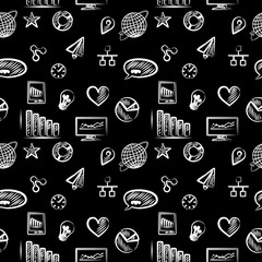 Illustration devoted to information technologies and communications in the style of the sketch.