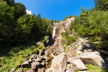 Waterfall Regina del Lago - Adamello Trento Italy. Waterfall in summer Regina del Lago (Queen of the lake). Daone valley Trentino Alto Adige, Italy