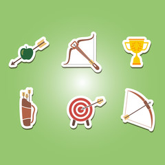set of color icons with archery for your design