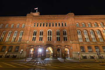 red townhall berlin germany at night