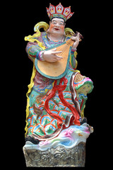 Chinese deity isolated on black