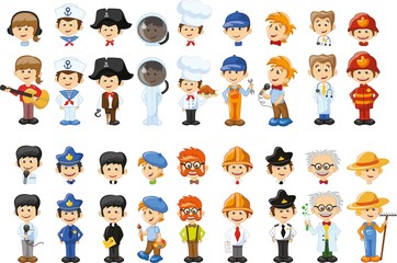 Cartoon vector characters of different professions 