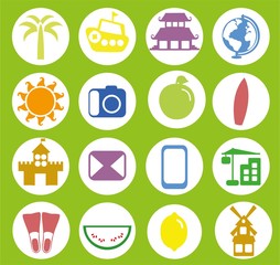 Big set of travel icons in flat style