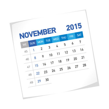 November 2015 American Calendar