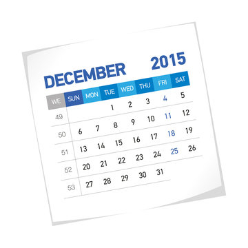 December 2015 American Calendar