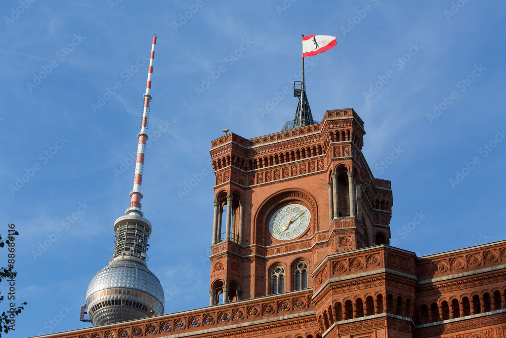 Wall mural red townhall berlin germany