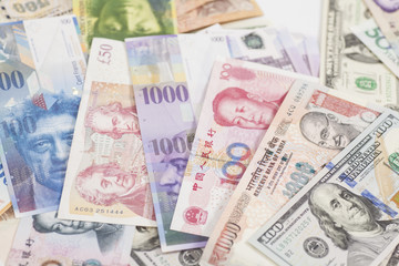 Fototapeta na wymiar International currencies banknotes