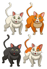 Yong cats in four colours