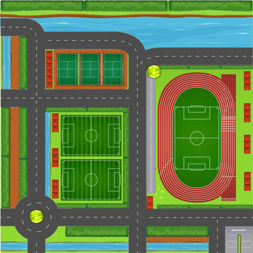 Sporting complex aerial view
